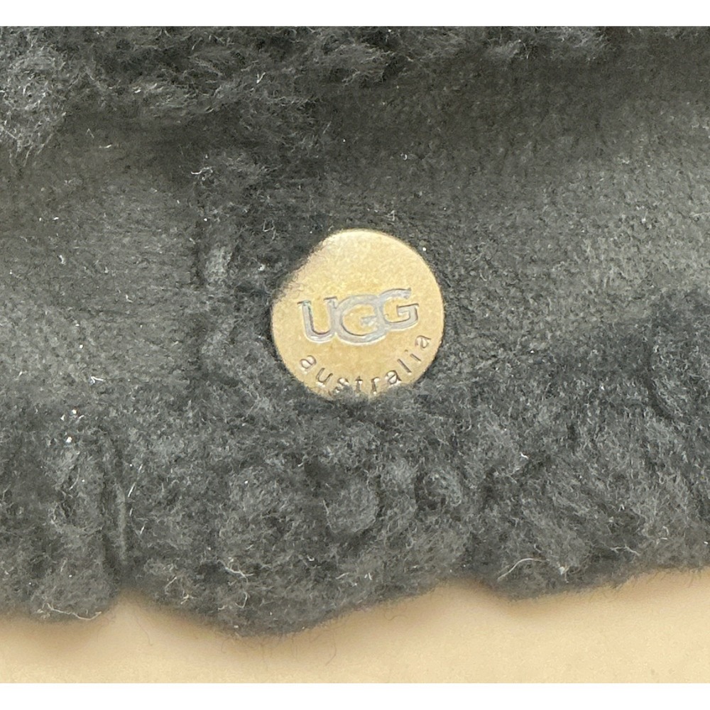 UGG Australia Black Real Dyed Shearling Sheepskin Leather Bucket Hat WPL 9522 OS - Picture 3 of 6